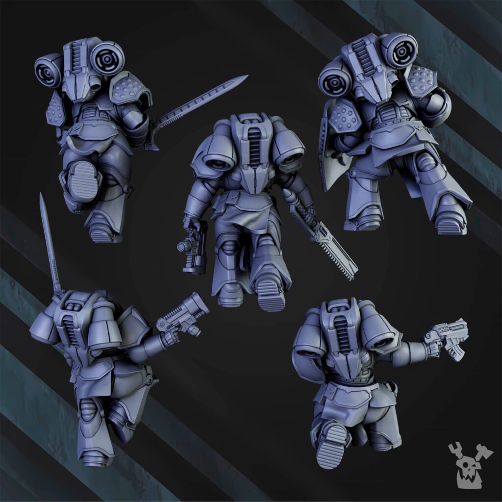 Siege Knights Of The Sky Gates (10 Units), proxy miniature, squad, 28mm heroic scale unpainted resin, view 4