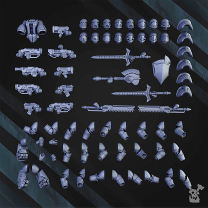 Siege Knights Of The Sky Gates (10 Units), proxy miniature, squad, 28mm heroic scale unpainted resin, view 5