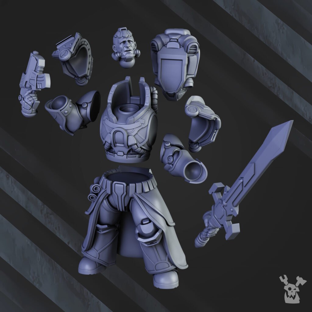 Siege Knights Sir Laurence The Protector, proxy miniature, character, 28mm heroic scale unpainted resin, view 4