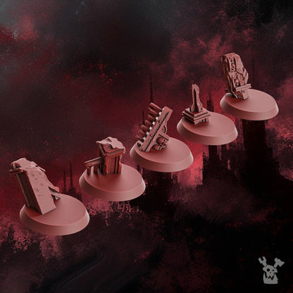 Crimson Knights Assault Decor Set, resin miniature bases, bits, 28mm heroic scale unpainted resin