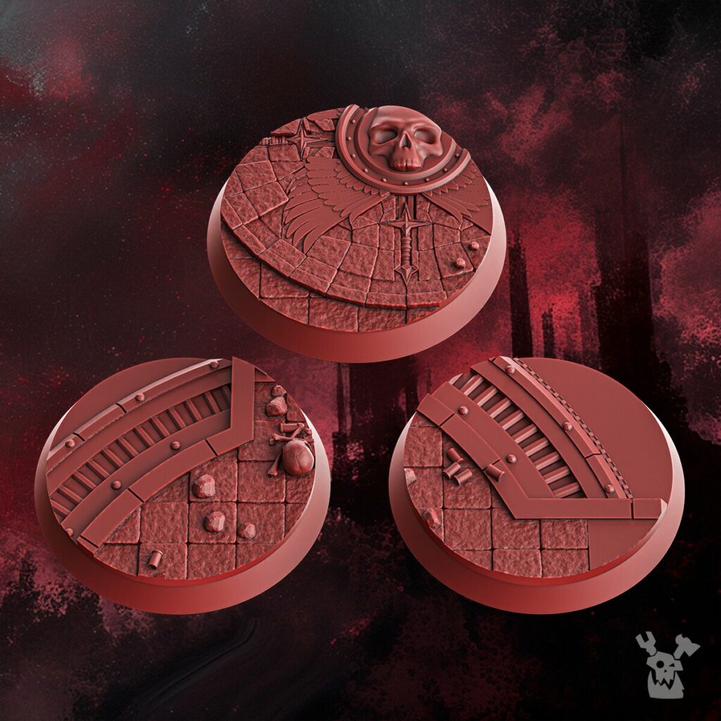 Crimson Knights Toppers Set 60Mm 40Mm 32Mm, resin miniature bases, bits, 28mm heroic scale unpainted resin, view 3