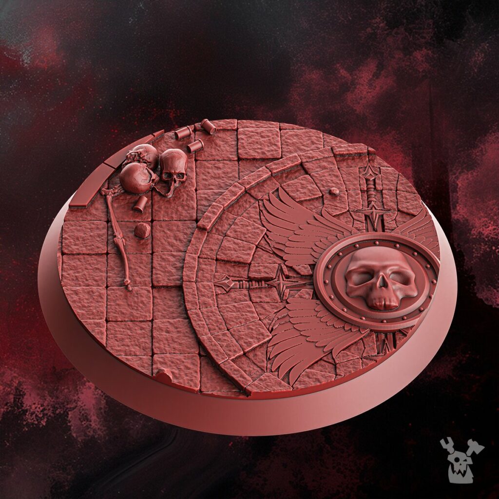 Crimson Knights Toppers Set 60Mm 40Mm 32Mm, resin miniature bases, bits, 28mm heroic scale unpainted resin, view 4