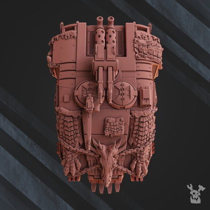 Flame Knights Apc, proxy miniature, transport, 28mm heroic scale unpainted resin, view 4