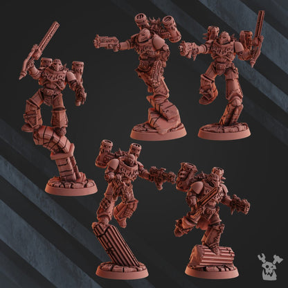 Flame Knights Assault Squad, proxy miniature, 28mm heroic scale unpainted resin