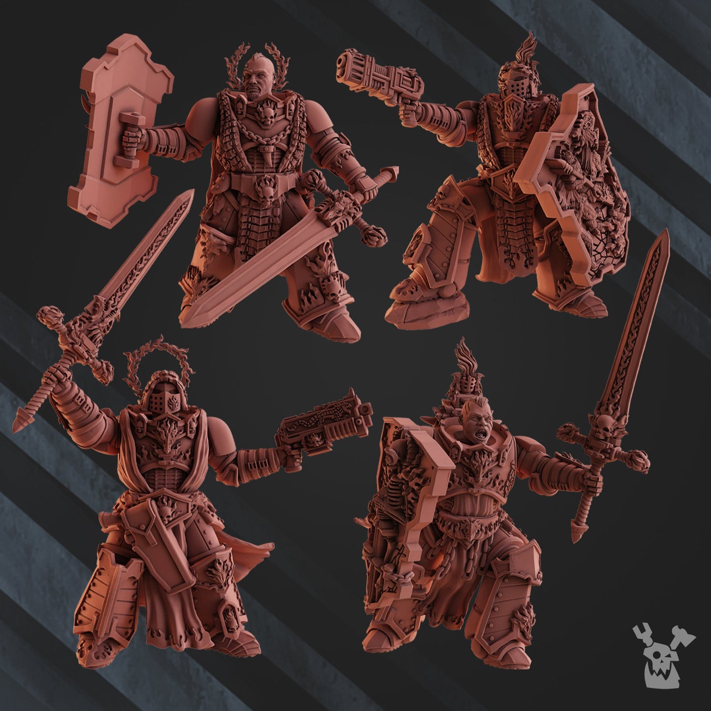 Flame Knights Blade Keepers, proxy miniature, infantry, 28mm heroic scale unpainted resin