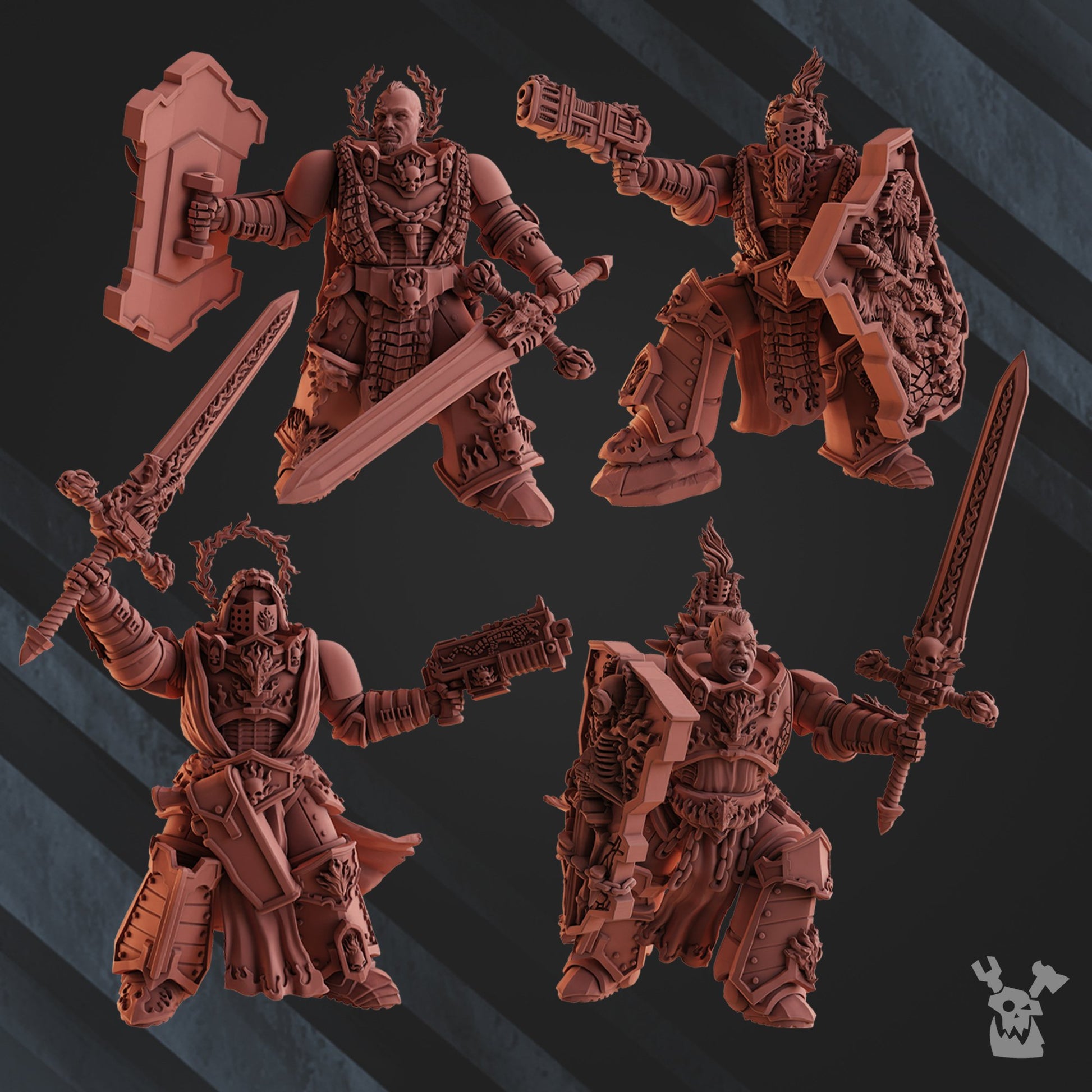 Flame Knights Blade Keepers, proxy miniature, infantry, 28mm heroic scale unpainted resin