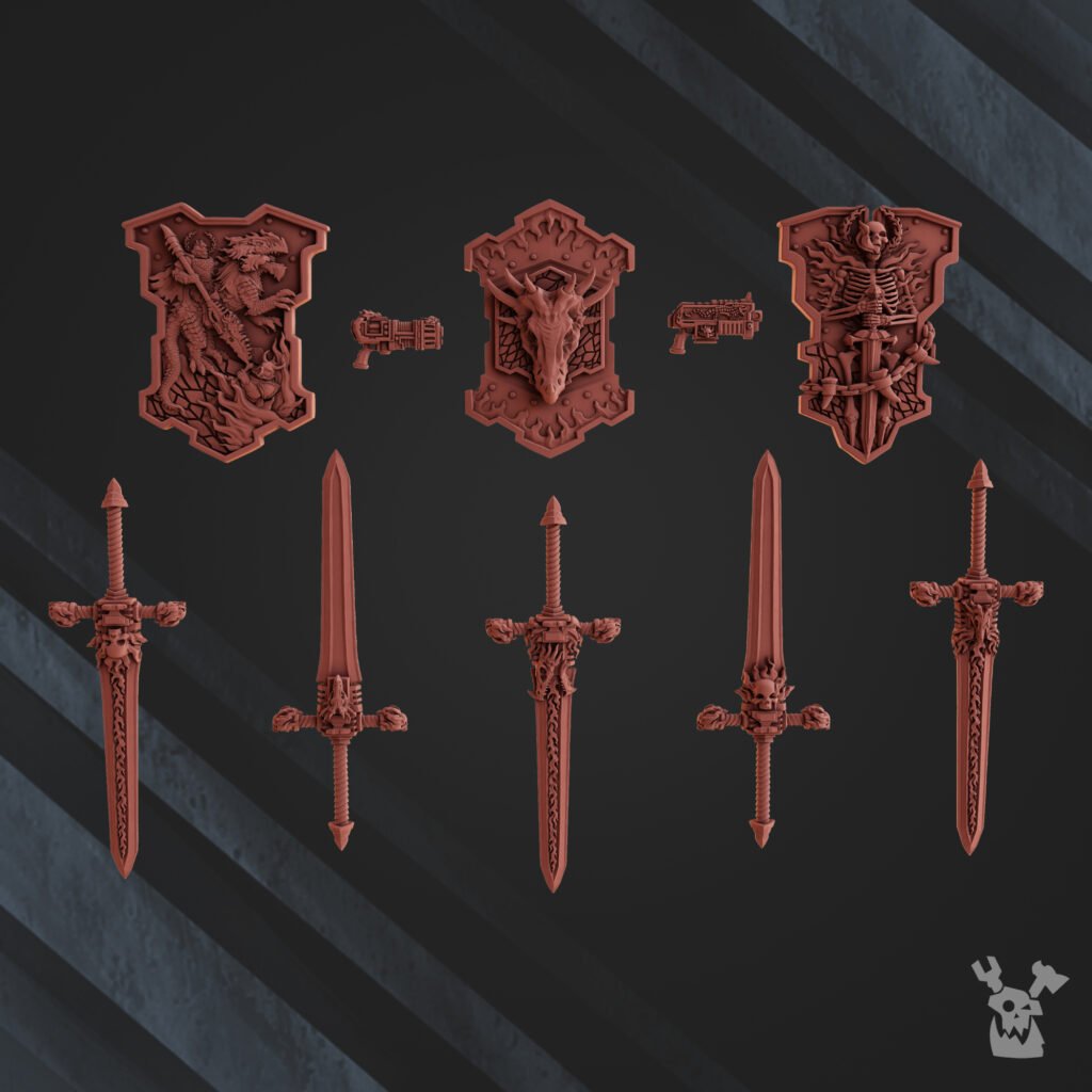 Flame Knights Blade Keepers, proxy miniature, infantry, 28mm heroic scale unpainted resin, view 2