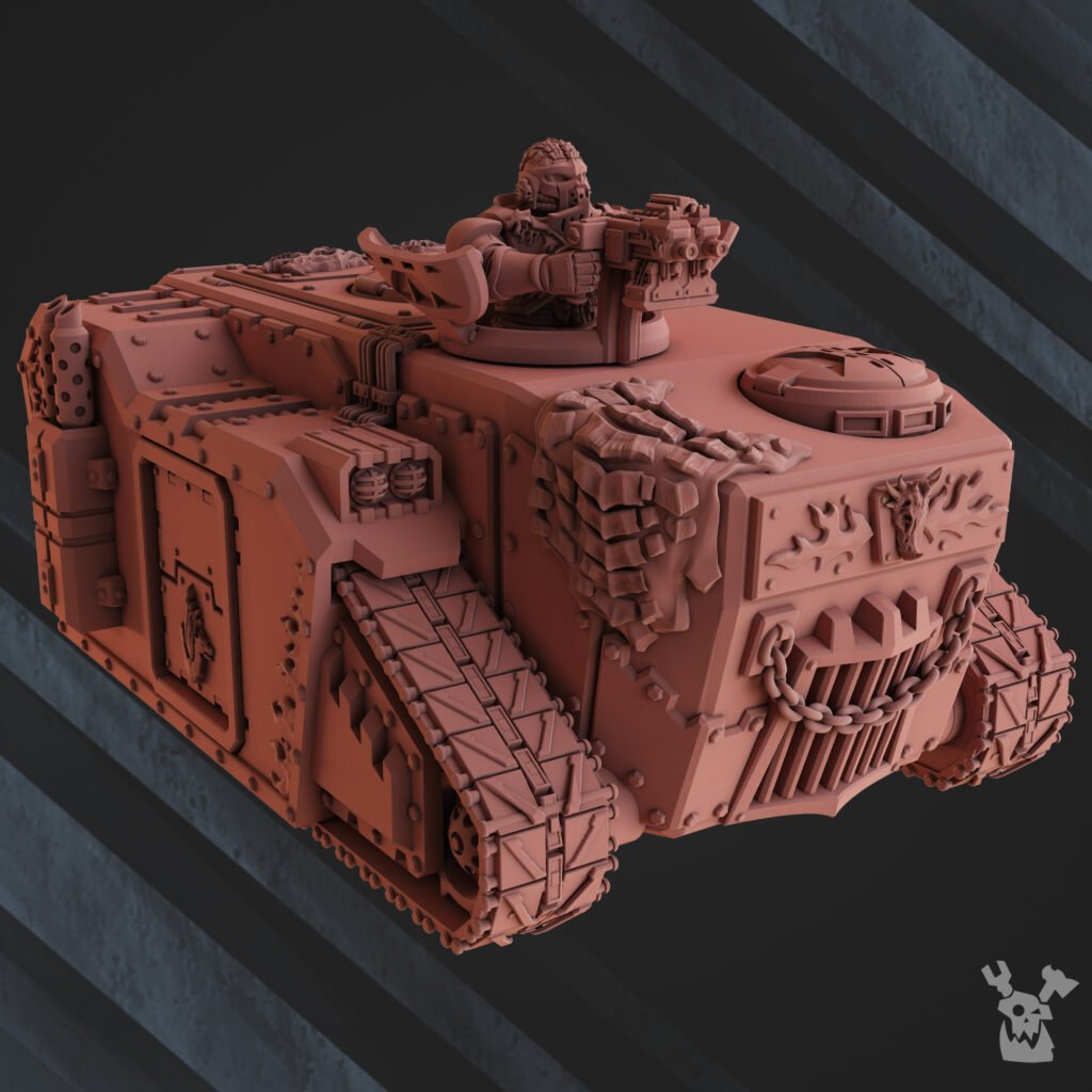 Flame Knights Crawler, proxy miniature, vehicle, 28mm heroic scale unpainted resin