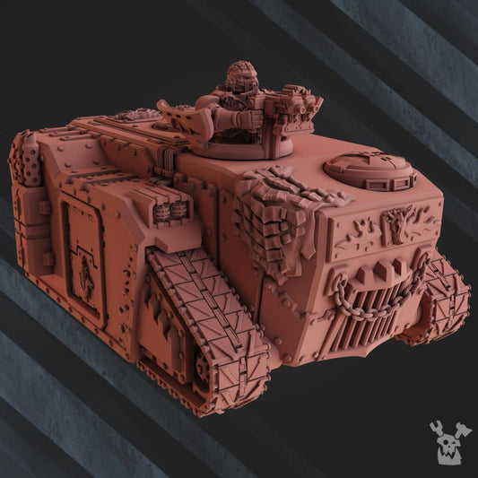 Flame Knights Crawler, proxy miniature, vehicle, 28mm heroic scale unpainted resin