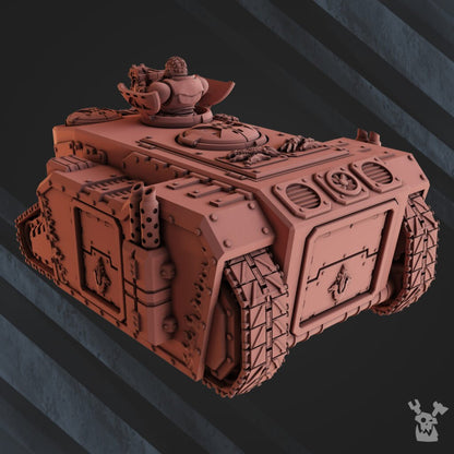 Flame Knights Crawler, proxy miniature, vehicle, 28mm heroic scale unpainted resin, view 2