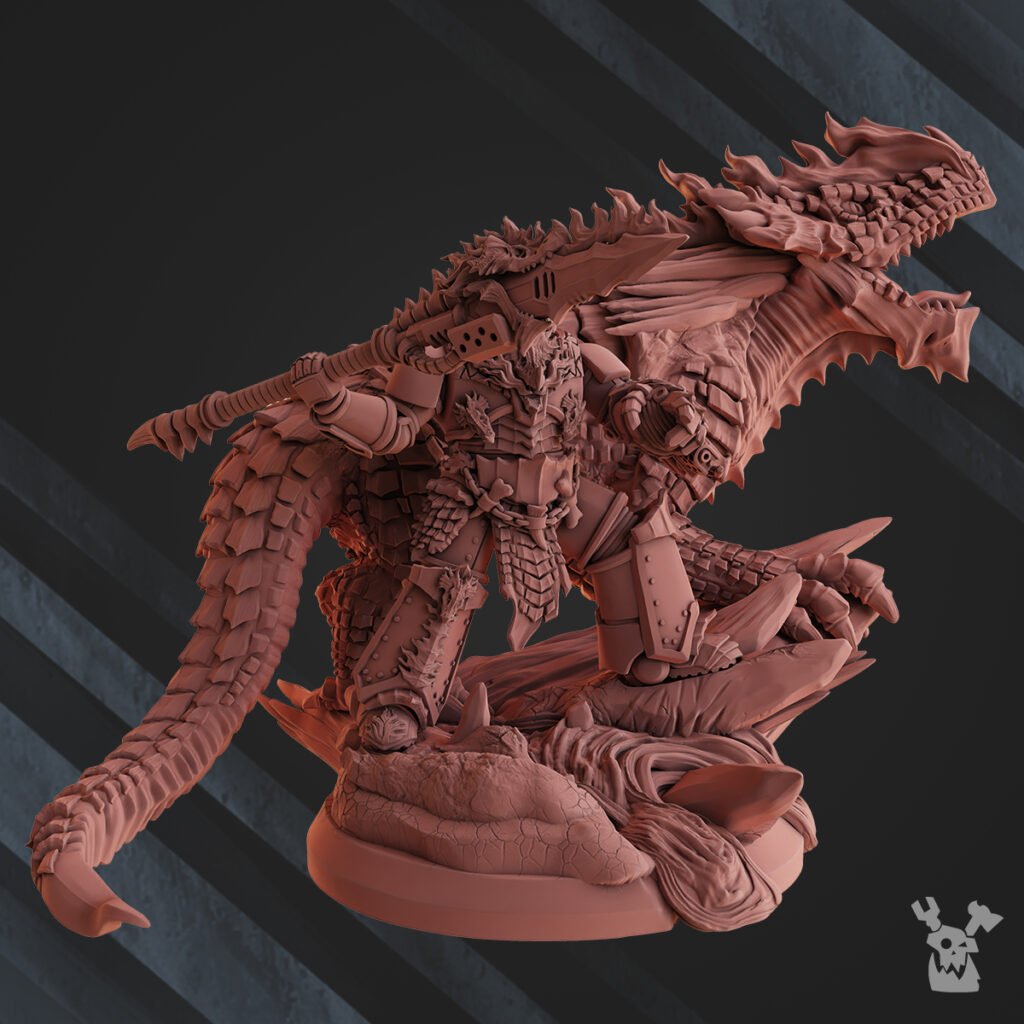 Flame Knights Deinal The Fire Lizard Handler, proxy miniature, character, 28mm heroic scale unpainted resin