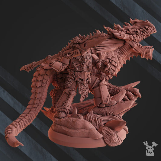 Flame Knights Deinal The Fire Lizard Handler, proxy miniature, character, 28mm heroic scale unpainted resin