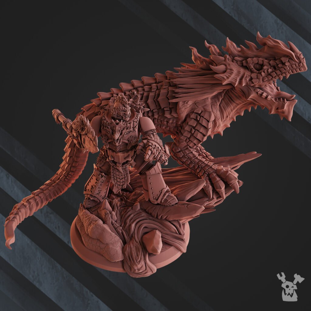 Flame Knights Deinal The Fire Lizard Handler, proxy miniature, character, 28mm heroic scale unpainted resin, view 2