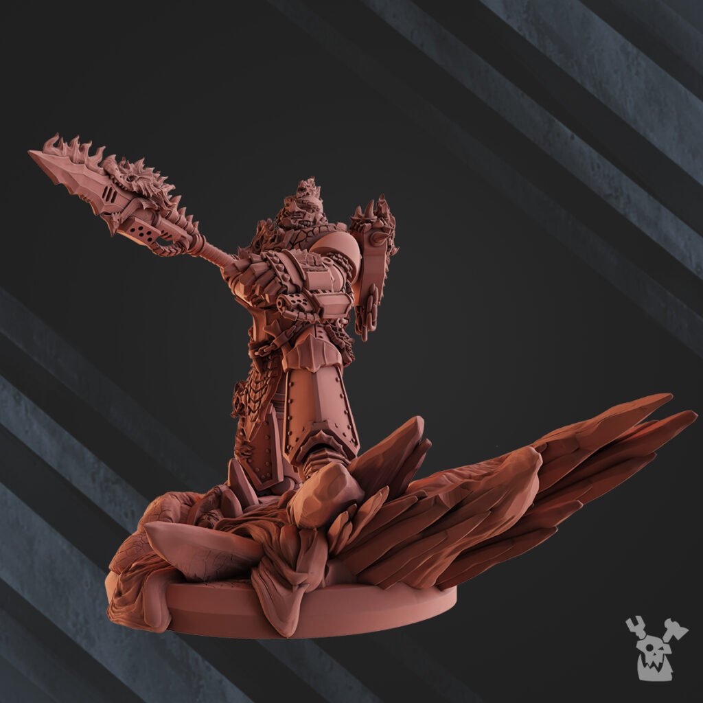 Flame Knights Deinal The Fire Lizard Handler, proxy miniature, character, 28mm heroic scale unpainted resin, view 4