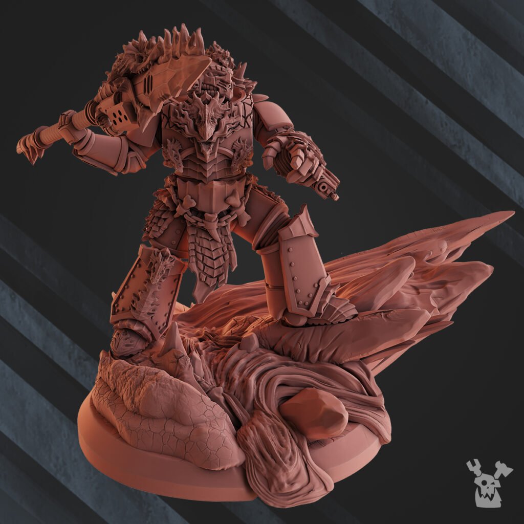 Flame Knights Deinal The Fire Lizard Handler, proxy miniature, character, 28mm heroic scale unpainted resin, view 5