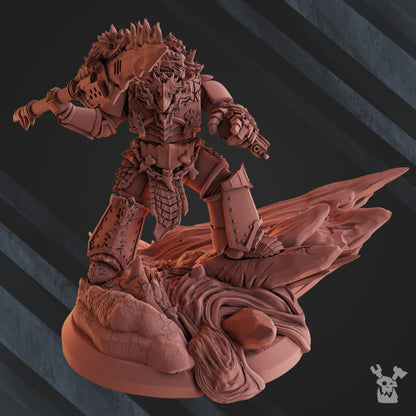 Flame Knights Deinal The Fire Lizard Handler, proxy miniature, character, 28mm heroic scale unpainted resin, view 5