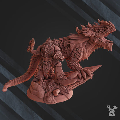 Flame Knights Deinal The Fire Lizard Handler, proxy miniature, character, 28mm heroic scale unpainted resin, view 6