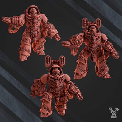 Flame Knights Dragon Armor Squad, proxy miniature, 28mm heroic scale unpainted resin