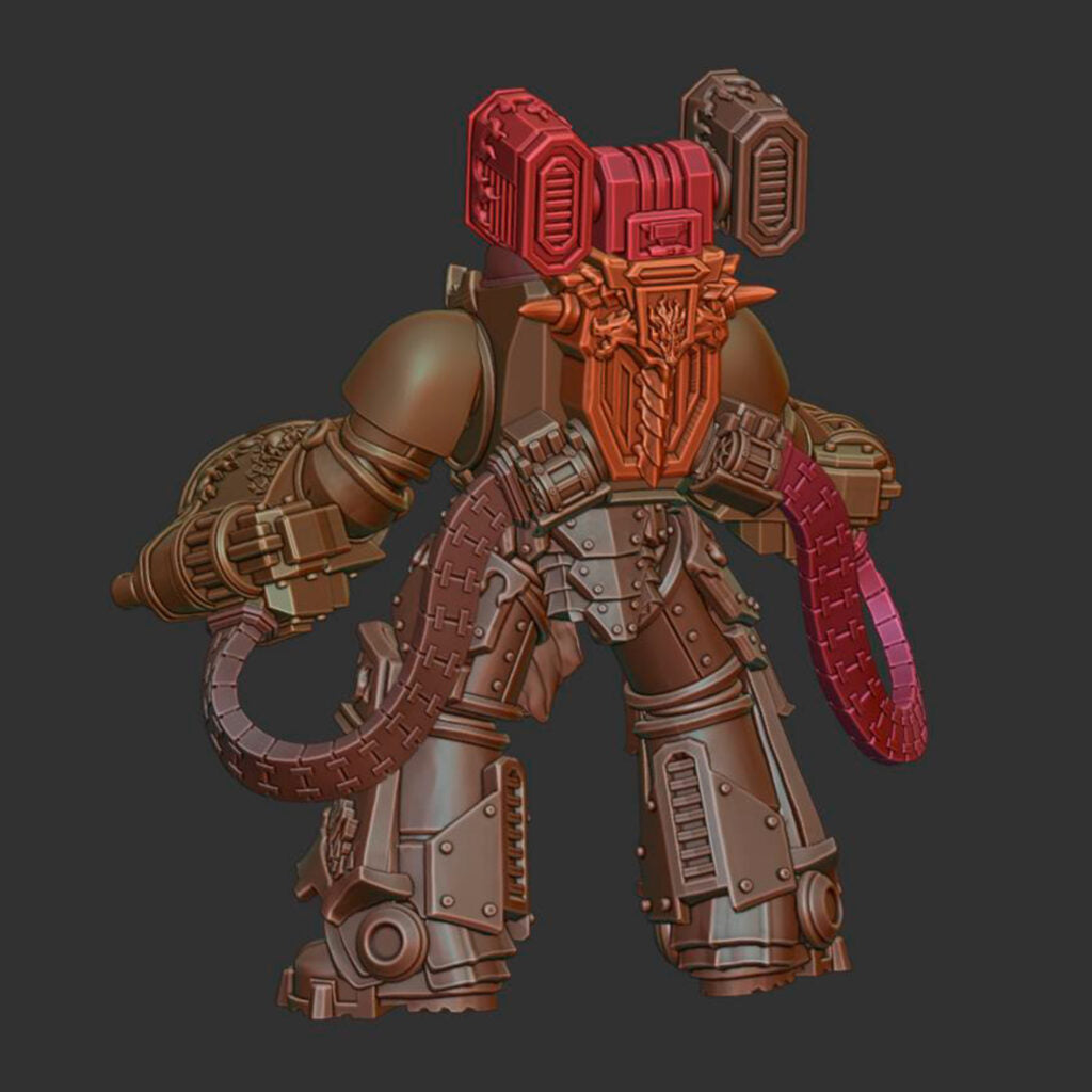 Flame Knights Dragon Armor Squad, proxy miniature, 28mm heroic scale unpainted resin, view 3