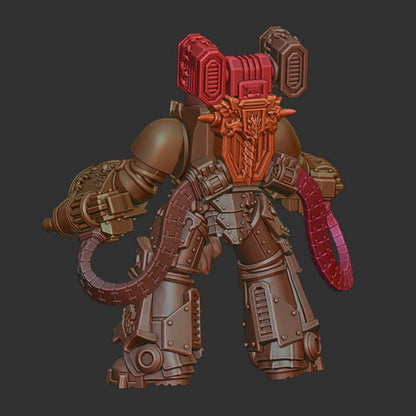 Flame Knights Dragon Armor Squad, proxy miniature, 28mm heroic scale unpainted resin, view 3