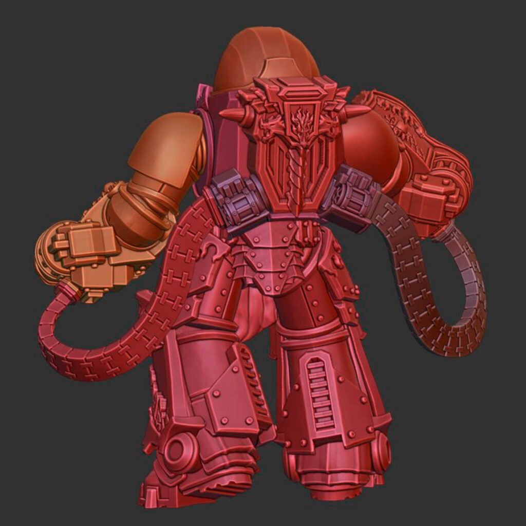 Flame Knights Dragon Armor Squad, proxy miniature, 28mm heroic scale unpainted resin, view 4