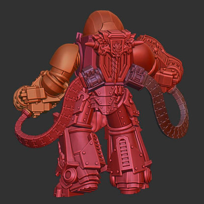 Flame Knights Dragon Armor Squad, proxy miniature, 28mm heroic scale unpainted resin, view 4