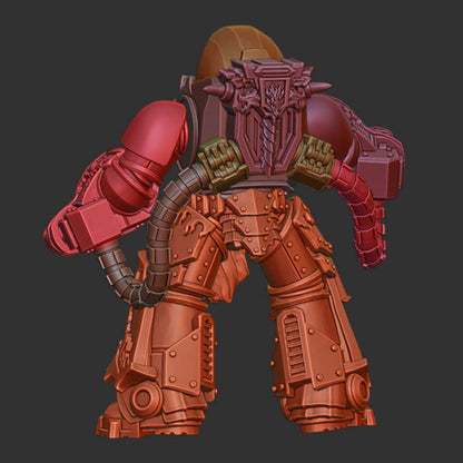 Flame Knights Dragon Armor Squad, proxy miniature, 28mm heroic scale unpainted resin, view 5