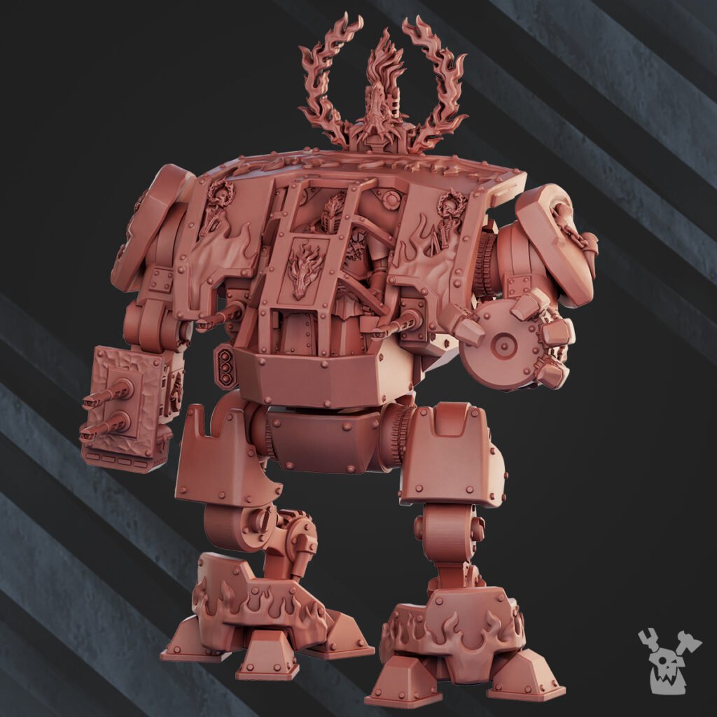 Flame Knights Dreadscout, proxy miniature, walker, 28mm heroic scale unpainted resin