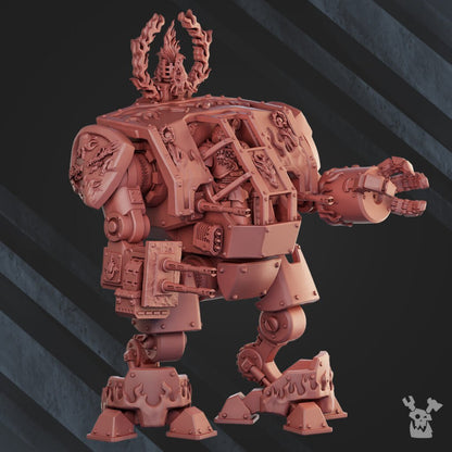 Flame Knights Dreadscout, proxy miniature, walker, 28mm heroic scale unpainted resin, view 2