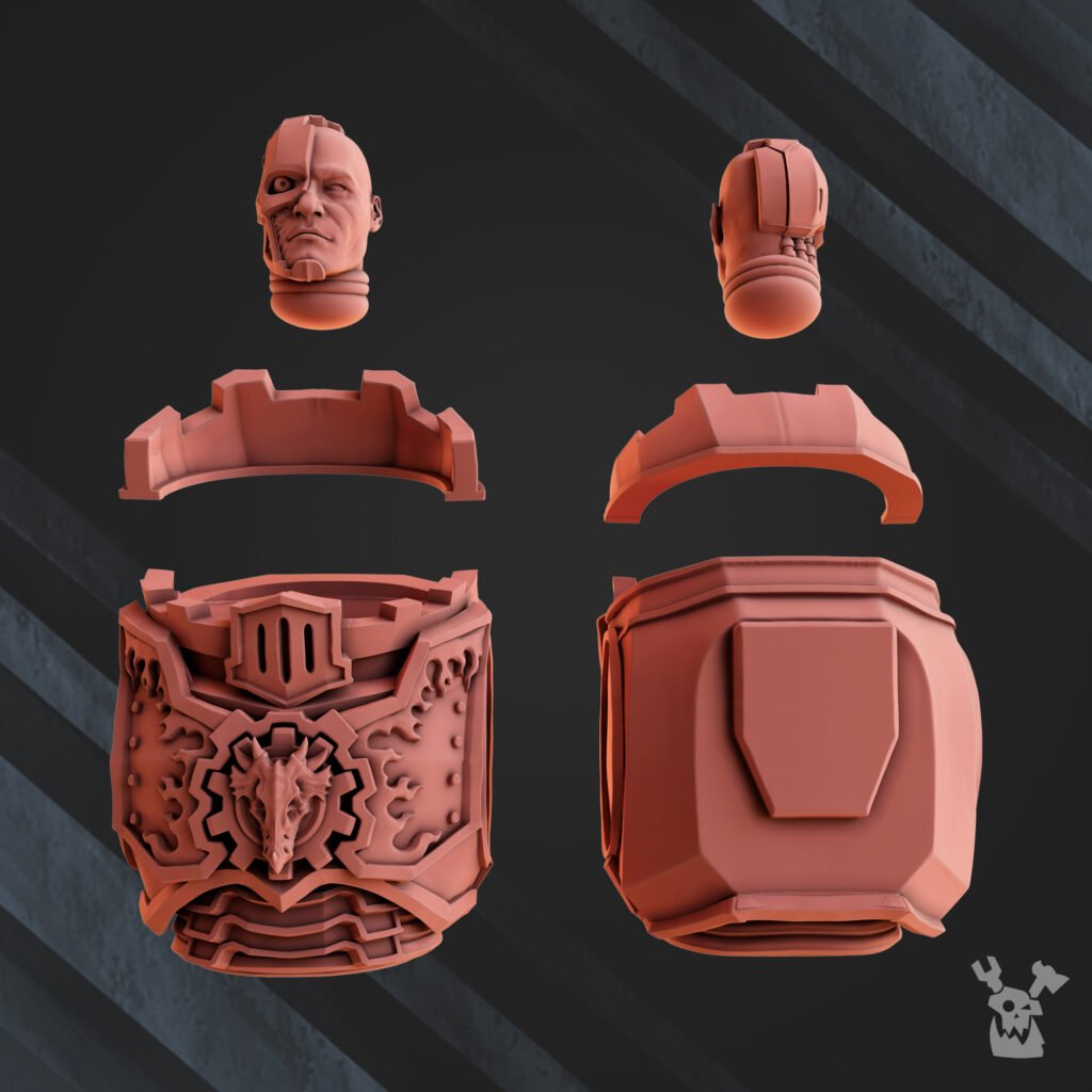 Flame Knights Engineer, proxy miniature, character, 28mm heroic scale unpainted resin, view 4