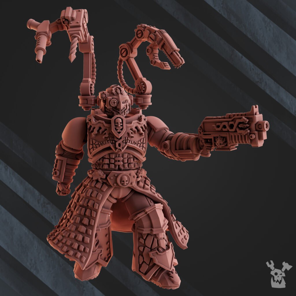 Flame Knights Medic And Injured Warrior, proxy miniature, character, 28mm heroic scale unpainted resin