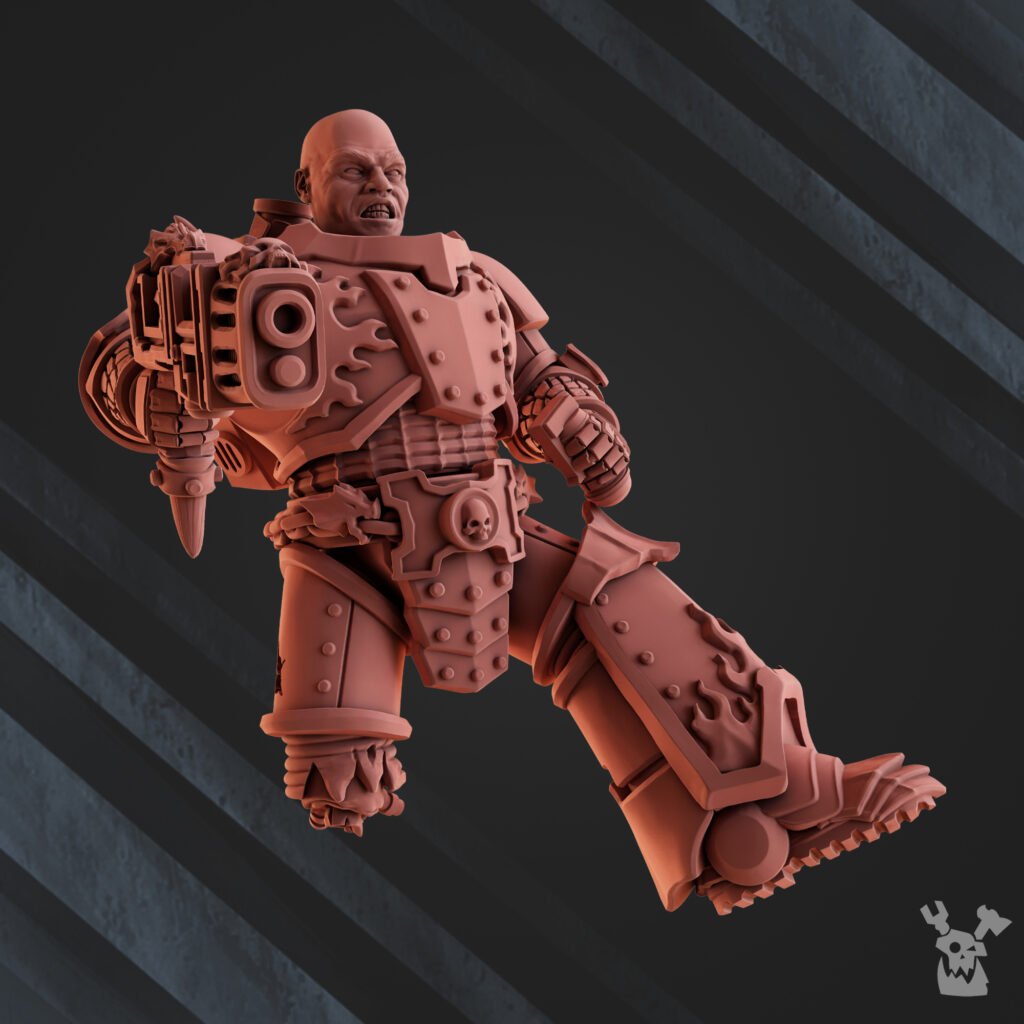 Flame Knights Medic And Injured Warrior, proxy miniature, character, 28mm heroic scale unpainted resin, view 2