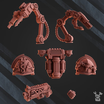 Flame Knights Medic And Injured Warrior, proxy miniature, character, 28mm heroic scale unpainted resin, view 4