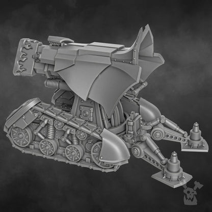 Flame Knights Stormcannon, proxy miniature, artillery, 28mm heroic scale unpainted resin, view 2