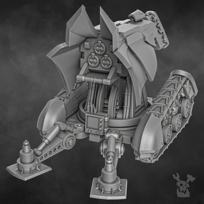 Flame Knights Stormcannon, proxy miniature, artillery, 28mm heroic scale unpainted resin, view 3