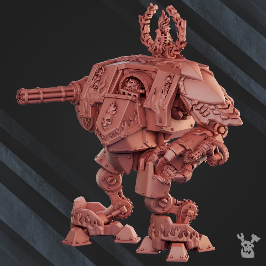 Flame Knights Stormdread, proxy miniature, walker, 28mm heroic scale unpainted resin