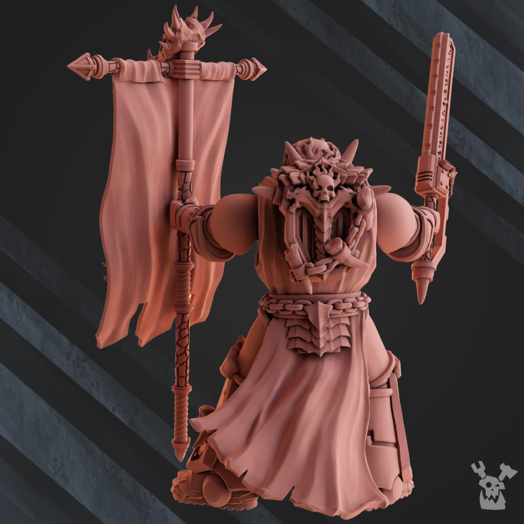 Flame Knights Vexillary, proxy miniature, character, 28mm heroic scale unpainted resin, view 2