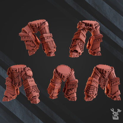 Flame Knights Volcano Armor Squad, proxy miniature, 28mm heroic scale unpainted resin, view 4