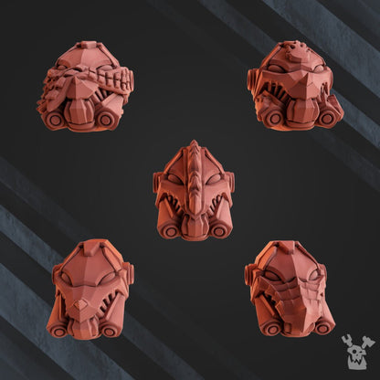 Flame Knights Volcano Armor Squad, proxy miniature, 28mm heroic scale unpainted resin, view 5