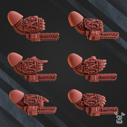 Flame Knights Volcano Armor Squad, proxy miniature, 28mm heroic scale unpainted resin, view 7