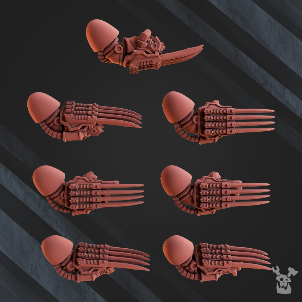 Flame Knights Volcano Claws Set (Rights), resin conversion bits, weapons, 28mm heroic scale unpainted resin