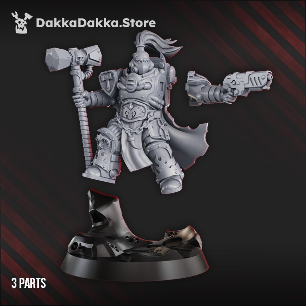 Flame Knights Agadrax The Forgefire, proxy miniature, character, 28mm heroic scale unpainted resin, view 3