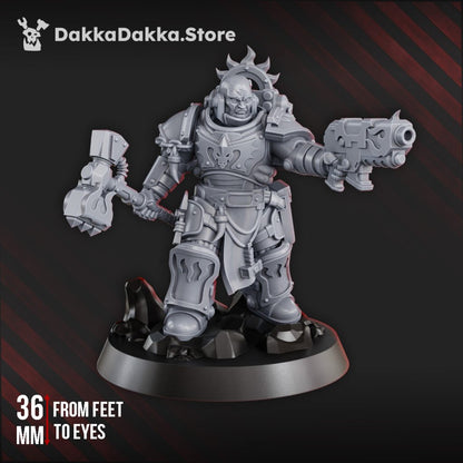 Flame Knights Lieutenant Argus Sauros, proxy miniature, character, 28mm heroic scale unpainted resin