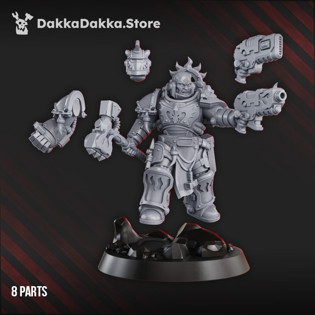 Flame Knights Lieutenant Argus Sauros, proxy miniature, character, 28mm heroic scale unpainted resin, view 3