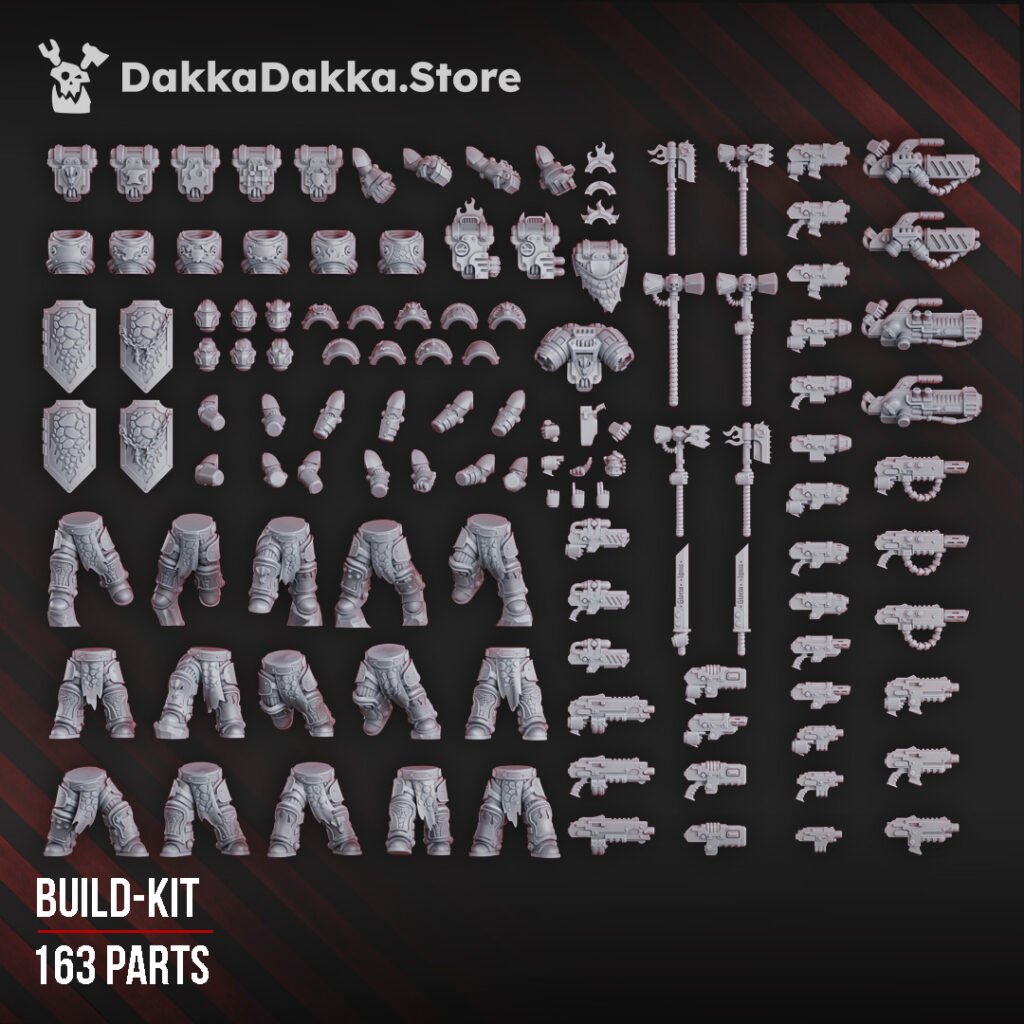Flame Knights Warriors Storm Squad With Jetpacks Disassembled, proxy miniature, 28mm heroic scale unpainted resin, view 3