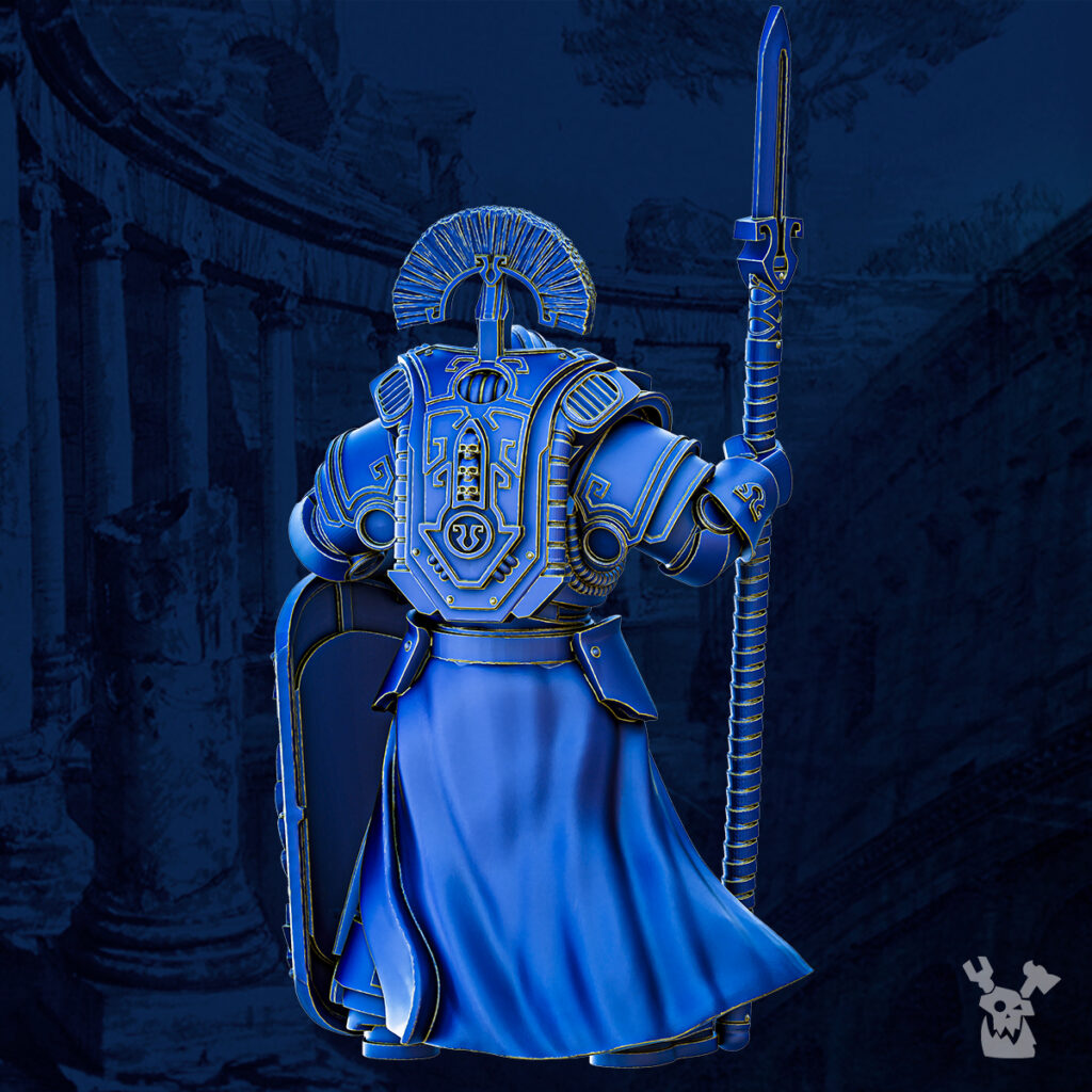 Ultra Knights Agamemnon The Cohorte Commander, proxy miniature, character, 28mm heroic scale unpainted resin, view 3