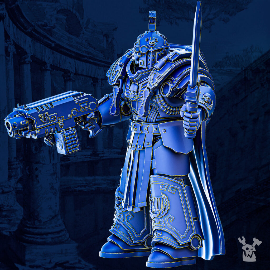 Ultra Knights Gravis Princeps Squad Build Kit, proxy miniature, 28mm heroic scale unpainted resin, view 4