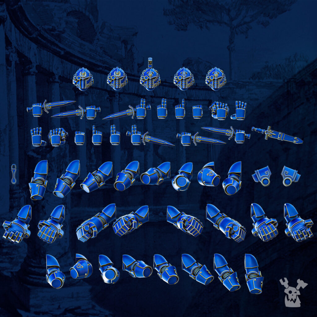 Ultra Knights Gravis Princeps Squad Build Kit, proxy miniature, 28mm heroic scale unpainted resin, view 8