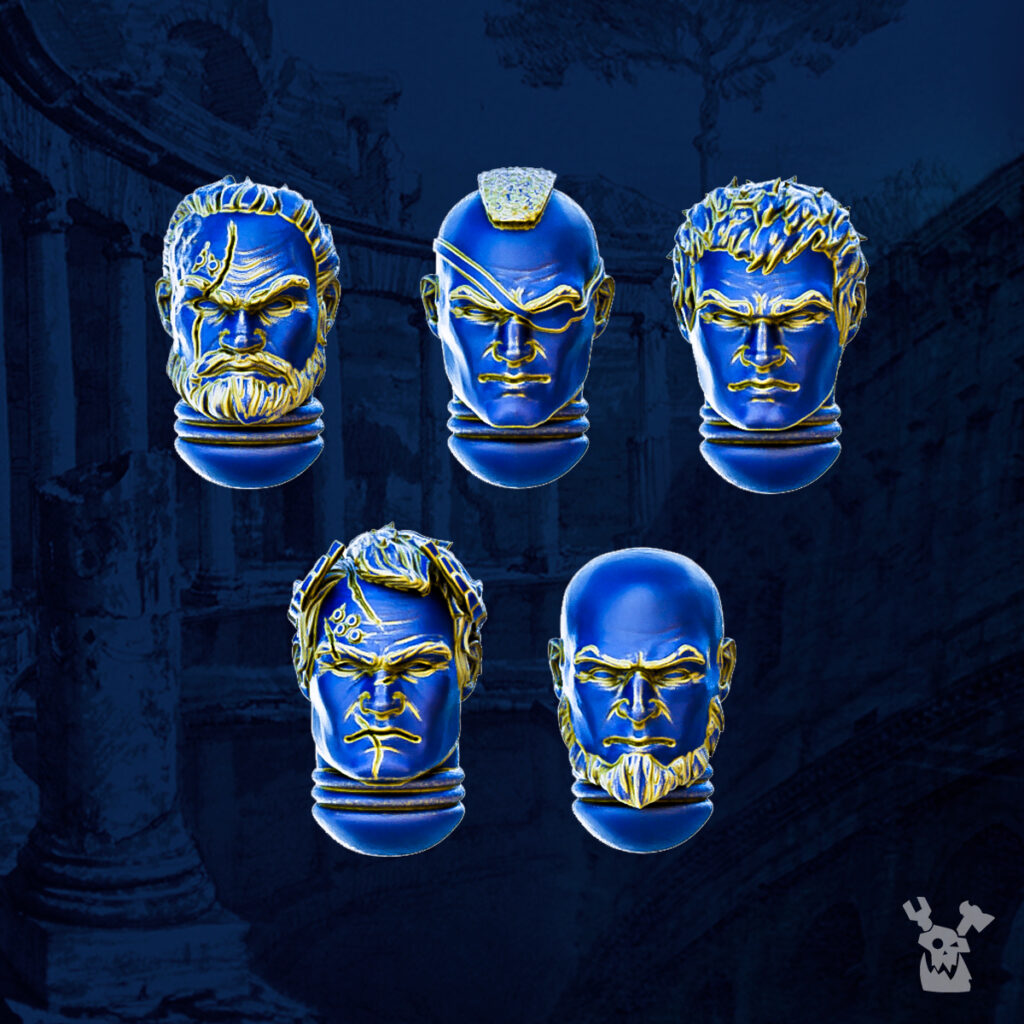 Ultra Knights Princeps Cohorte Heads V1, resin conversion bits, 28mm heroic scale unpainted resin