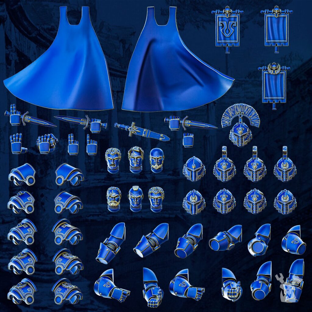 Ultra Knights Princeps Cohorte Squad Build Kit, proxy miniature, 28mm heroic scale unpainted resin, view 9